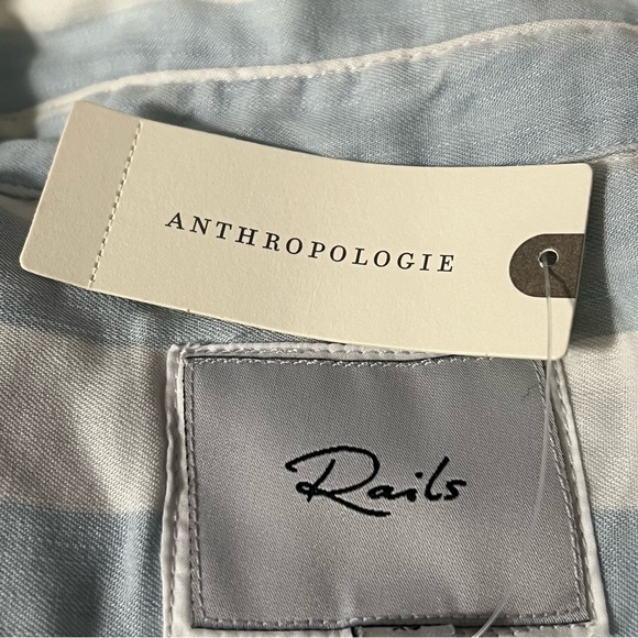 Rails x Anthropologie Top Uli Block Stripe Lace Up White Western Boho - Picture 6 of 14